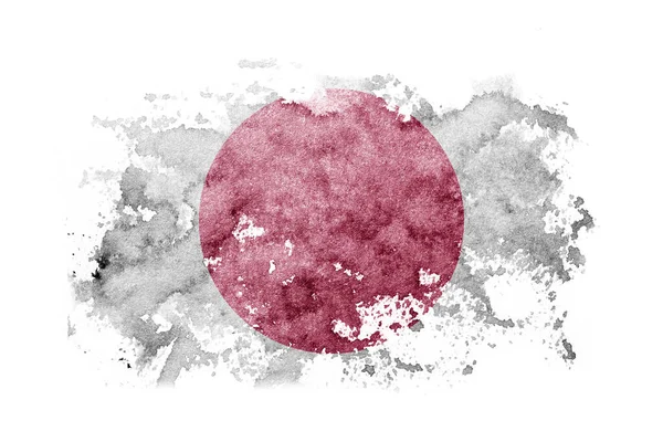 Japan, Japanese flag background painted on white paper with watercolor