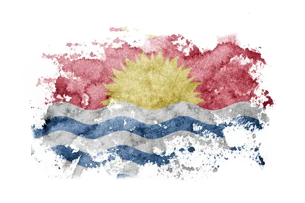 Kiribati Flag Background Painted White Paper Watercolor — Zdjęcie stockowe