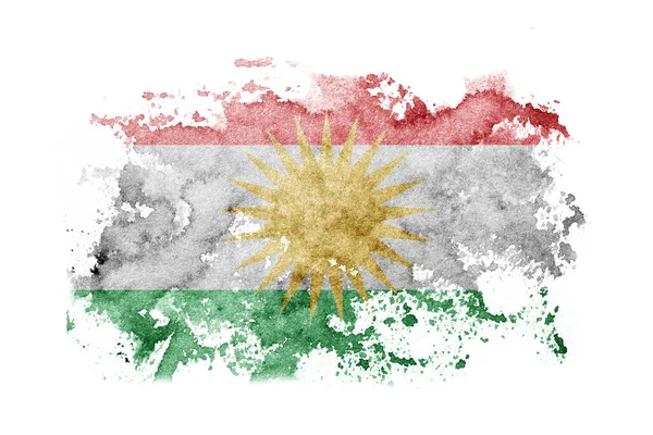 Kurdistan Kurdish Kurds Flag Background Painted White Paper Watercolor — Stockfoto