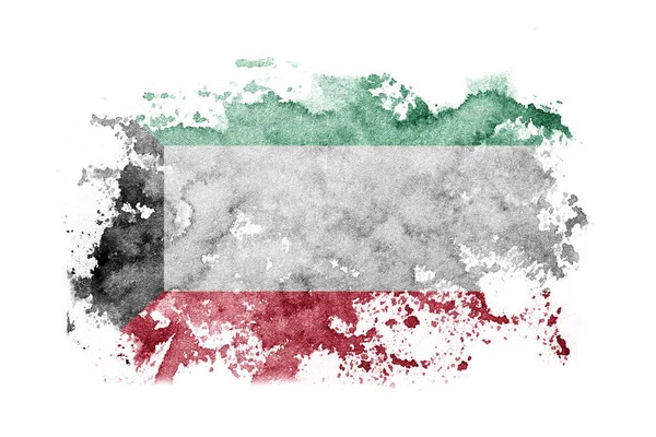 Kuwait Fondo Bandera Kuwaití Pintado Sobre Papel Blanco Con Acuarela —  Fotos de Stock