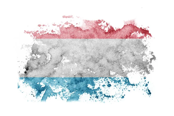 Luxembourg Flag Background Painted White Paper Watercolor —  Fotos de Stock