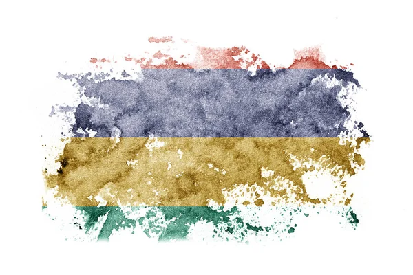Mauritius Flag Background Painted White Paper Watercolor — Foto de Stock