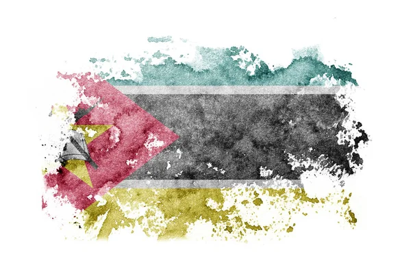 Mozambique Mozambican Flag Background Painted White Paper Watercolor — стоковое фото