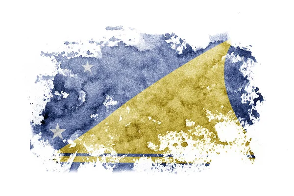 Nova Zelândia Tokelau Bandeira Fundo Pintado Papel Branco Com Aquarela — Fotografia de Stock