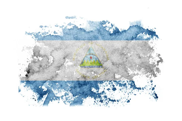 Nicaragua Nicaraguan Flag Background Painted White Paper Watercolor — стоковое фото