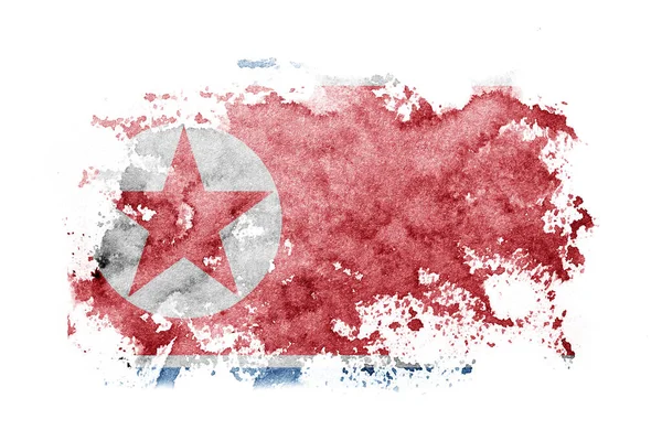 North Korea, Korean flag background painted on white paper with watercolor