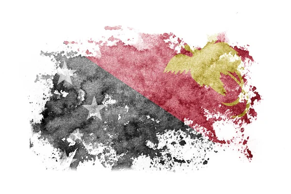 Papua New Guinea Flag Background Painted White Paper Watercolor — стоковое фото