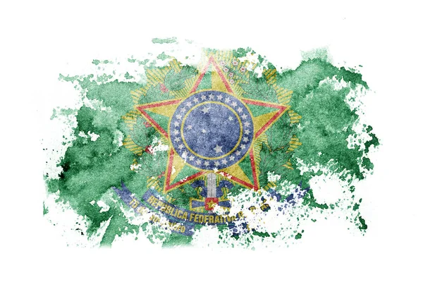 Presidential Standard Brazil flag background painted on white paper with watercolor