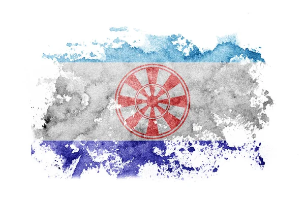 Rosja Rosyjski Tło Flagi Evenkia Malowane Białym Papierze Akwarelą — Zdjęcie stockowe