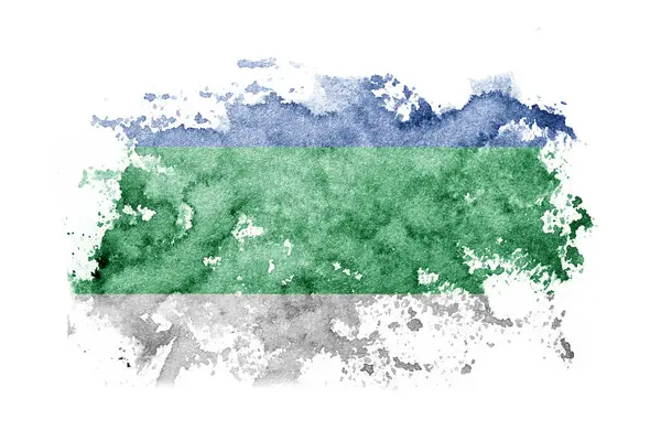 Russia Russian Komi Flag Background Painted White Paper Watercolor — Foto de Stock