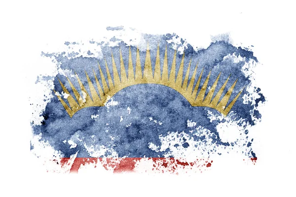 Russia Russian Murmansk Oblast Flag Background Painted White Paper Watercolor — Stok fotoğraf
