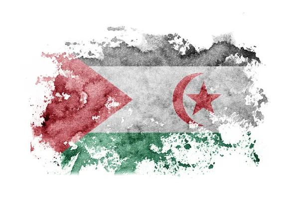 Sahrawi Flag Background Painted White Paper Watercolor — Stockfoto