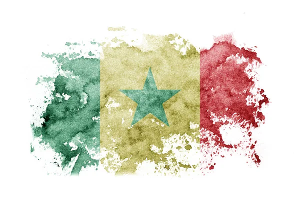 Senegal Flag Background Painted White Paper Watercolor — Foto de Stock