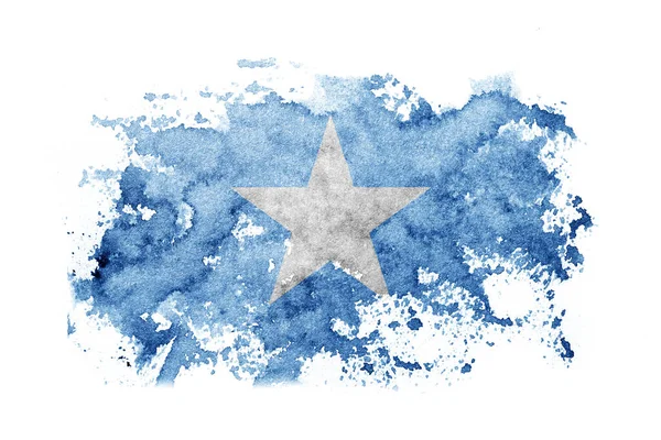 Somalia Fondo Bandera Somalí Pintado Sobre Papel Blanco Con Acuarela —  Fotos de Stock
