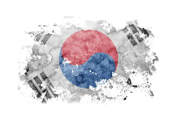 South Korea, Korean flag background painted on white paper with watercolor