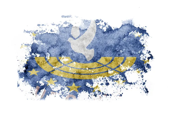 Assembly Western European Union Flag Background Painted White Paper Watercolor Imagen de archivo