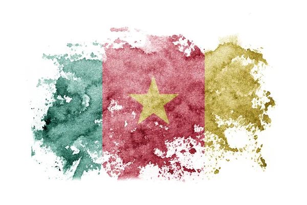 Cameroon Cameroonian Flag Background Painted White Paper Watercolor Imagen de archivo