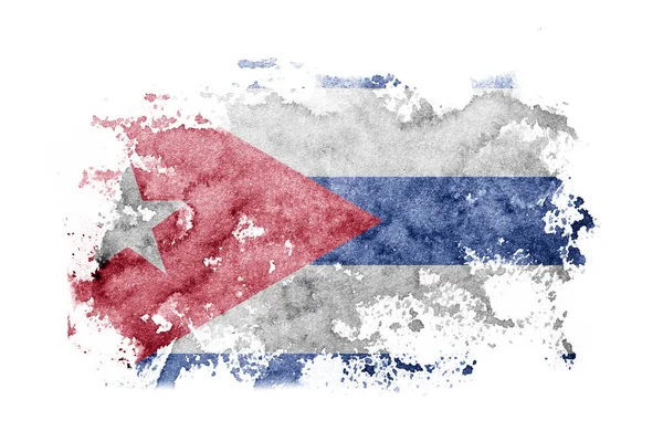 Cuba Cuban Flag Background Painted White Paper Watercolor Stockbild