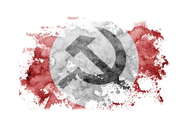 National Bolshevik Party Flag Background Painted White Paper Watercolor Royaltyfria Stockbilder