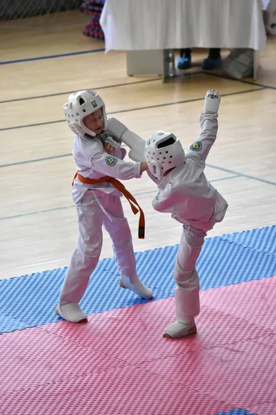 Competición Entre Niños Niñas Karate Kazajstán Marzo 2023 —  Fotos de Stock