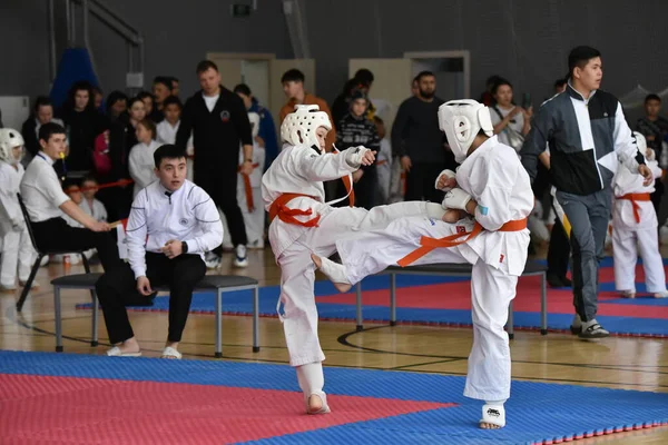 Competizione Tra Ragazzi Ragazze Nel Karate Kazakistan Marzo 2023 — Foto Stock