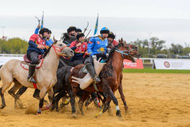 Astana, Kazakistan - 09,09,2024: Dünya Göçebe Oyunları. Kok boru Kırgız halkının bir savaş biniciliği sanatıdır..