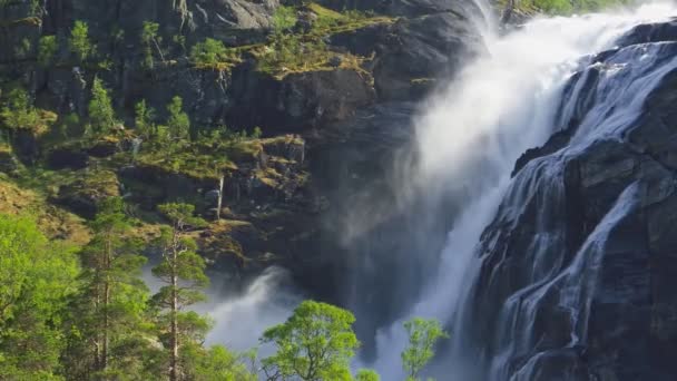 Herrliche Natur Norwegens Hardangervidda Nationalpark Norwegische Landschaft Mit Wasserfall Fluss — Stockvideo