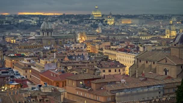 Panning Tiro Roma Centro Cidade Velha Após Pôr Sol Roma — Vídeo de Stock
