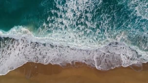 Foamy Ocean Waves Rolling Coming Sand Beach Sea Ocean Surf — Stock Video