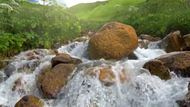 Río Montaña Con Aguas Cristalinas Paisaje Con Río Claro Montaña — Vídeo de stock