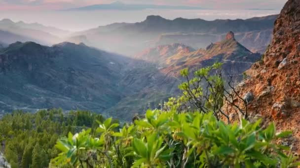 Sunset View Roque Nublo Gran Canaria Canary Islands Spain Tenerife — Wideo stockowe