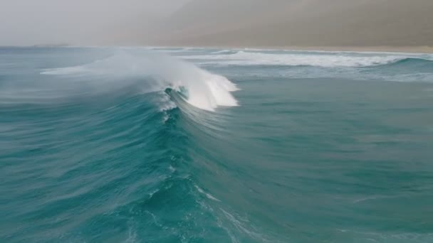 Sea Ocean Surf Aerial View Big Waves White Foam Ocean — Stockvideo