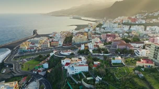Colored Houses Santa Cruz Palma Capital Palma Island Canary Aerial — Stockvideo
