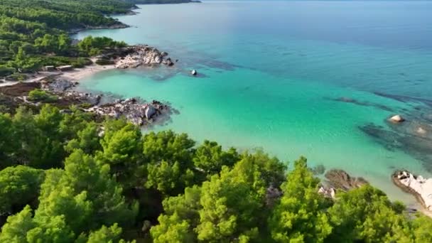 Beautiful Orange Beach Kavourotripes Sitonia Halkidiki Greece Aerial Shot Lagoon — Video