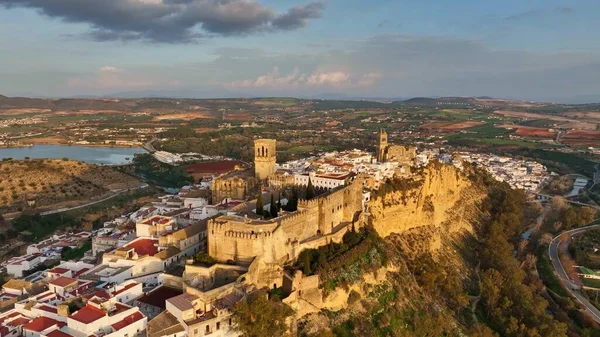 Aerial Tiro Dos Famosos Pueblos Blancos Andaluzia Arcos Frontera Voando — Fotografia de Stock