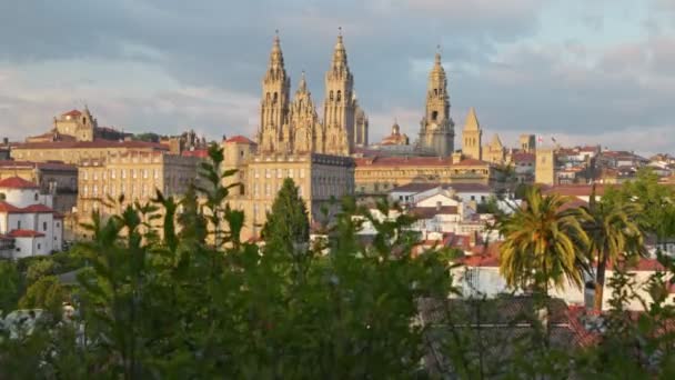 Foto Gimbal Della Cattedrale Santiago Compostela Tramonto Punto Finale Del — Video Stock