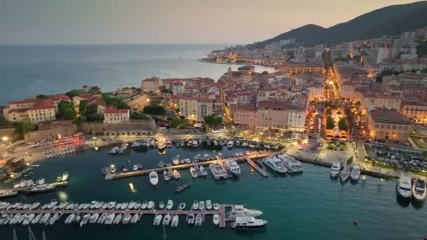 Isola Corsica Ripresa Aerea Serale Del Centro Storico Ajaccio Volare — Video Stock