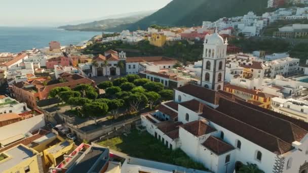Vue Aérienne Vieille Ville Garachico Sur Île Tenerife Canaries Survoler — Video
