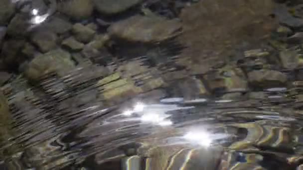 Чистейшая Река Рябью Блестками Солнечного Света Солнце Отражается Чистой Воде — стоковое видео