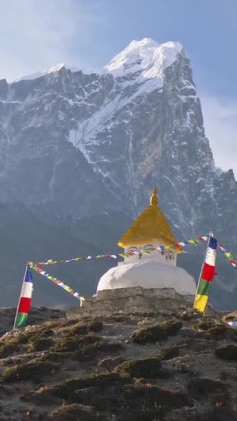 Estupa Budista Blanca Camino Campamento Base Everest Parque Nacional Sagarmatha — Vídeo de stock