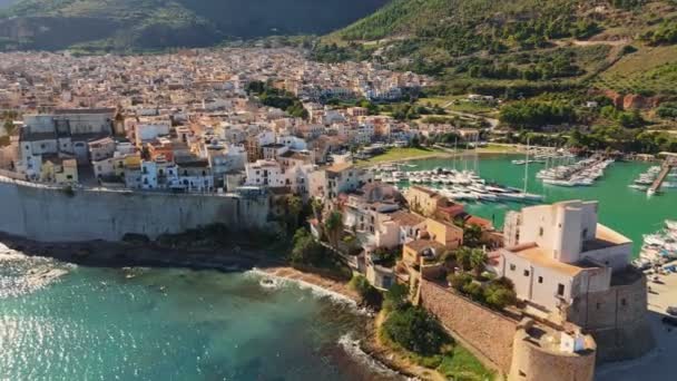 Überflug Der Altstadt Von Castellammare Del Golfo Sizilien Italien Der — Stockvideo
