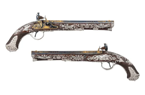 Tyto Pistole Patří Nejbohatěji Zdobeným Neoklasicistním Anglickým Střelným Zbraním Jsou — Stock fotografie