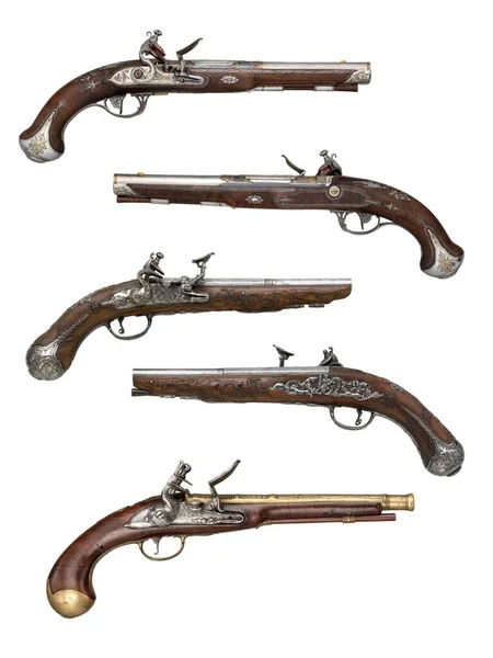 Antique Vintage Handguns 17Th Century Isolated Background — Stock Photo, Image