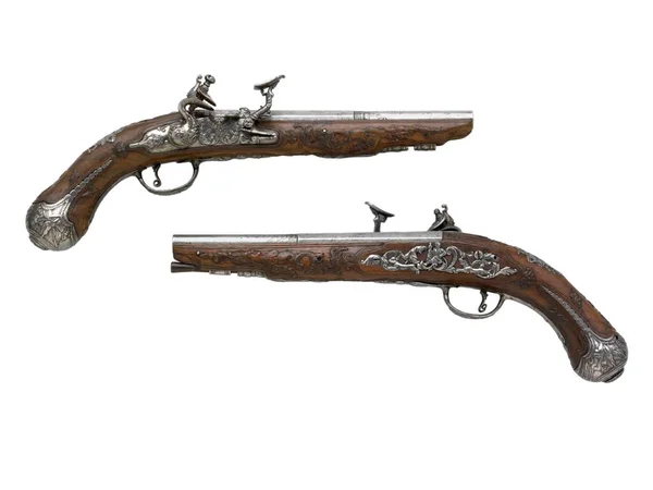 Antika Klassiska Handeldvapen Från 1600 Talet Isolerad Bakgrund — Stockfoto