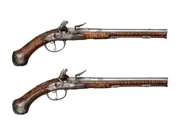 Старинные Винтажные Пистолеты Века Изолированный Фон — стоковое фото
