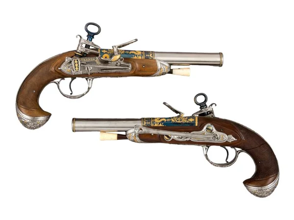 Antique Vintage Handguns 17Th Century Isolated Background — Stock Photo, Image
