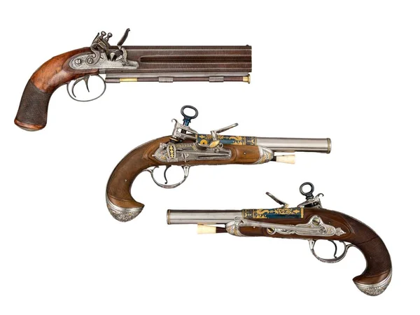Antike Historische Handfeuerwaffen Aus Dem Jahrhundert Isolierter Hintergrund — Stockfoto