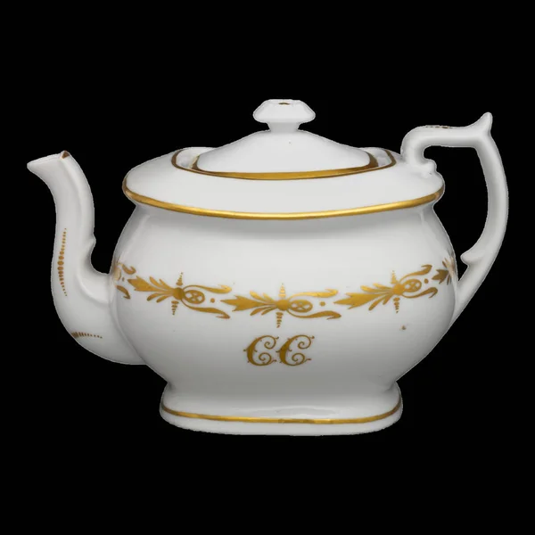 古董古董茶壶 这个茶壶以其不朽的魅力和精湛的工艺证明了过去的艺术风格 孤立的背景 免版税图库照片