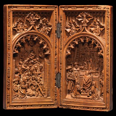 16. yüzyıl Hollanda Fildişi Diptizi Aziz Gregory 'nin Doğuşu ve Ayini