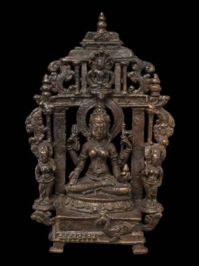 A 10th-century bronze sculpture of the Jain goddess Padmavati from Gujarat, India. clipart